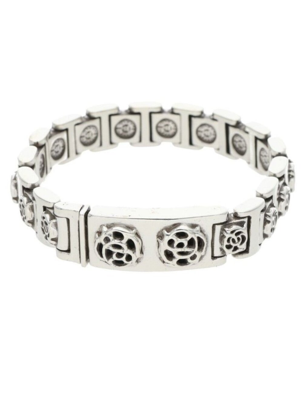 Chrome Hearts I Link Floral Motif Silver Bracelet
